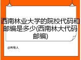 西南林业大学的院校代码和邮编是多少(西南林大代码邮编)