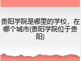 贵阳学院是哪里的学校，在哪个城市(贵阳学院位于贵阳)