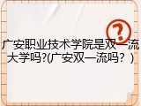 广安职业技术学院是双一流大学吗?(广安双一流吗？)