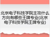 北京电子科技学院主攻什么方向有哪些王牌专业(北京电子科技学院王牌专业)