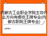 内蒙古工业职业学院主攻什么方向有哪些王牌专业(内蒙古职院王牌专业)