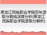 黑龙江民族职业学院历年录取分数线深度分析(黑龙江民族职业学院录取分解析)