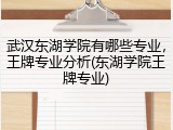 武汉东湖学院有哪些专业，王牌专业分析(东湖学院王牌专业)