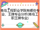 青岛工程职业学院有哪些专业，王牌专业分析(青岛工职王牌专业)