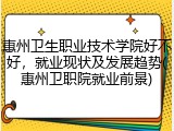 惠州卫生职业技术学院好不好，就业现状及发展趋势(惠州卫职院就业前景)