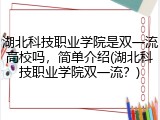 湖北科技职业学院是双一流高校吗，简单介绍(湖北科技职业学院双一流？)