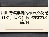 四川传媒学院的校园文化是什么，简介(川传校园文化简介)