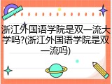 浙江外国语学院是双一流大学吗?(浙江外国语学院是双一流吗)