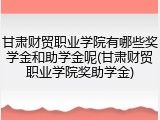 甘肃财贸职业学院有哪些奖学金和助学金呢(甘肃财贸职业学院奖助学金)
