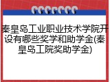 秦皇岛工业职业技术学院开设有哪些奖学和助学金(秦皇岛工院奖助学金)