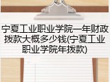 宁夏工业职业学院一年财政拨款大概多少钱(宁夏工业职业学院年拨款)