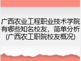 广西农业工程职业技术学院有哪些知名校友，简单分析(广西农工职院校友概况)