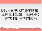 长沙文创艺术职业学院是一本还是本科第二批(长沙文创艺术职业学院批次)