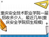 重庆安全技术职业学院一届招收多少人，最近几年(重庆安全学院招生规模)