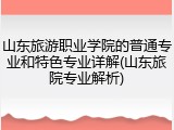 山东旅游职业学院的普通专业和特色专业详解(山东旅院专业解析)