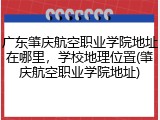 广东肇庆航空职业学院地址在哪里，学校地理位置(肇庆航空职业学院地址)