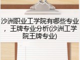 沙洲职业工学院有哪些专业，王牌专业分析(沙洲工学院王牌专业)