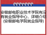 安徽邮电职业技术学院有没有就业指导中心，详细介绍(安徽邮电学院就业指导)