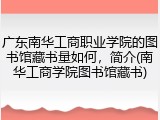广东南华工商职业学院的图书馆藏书量如何，简介(南华工商学院图书馆藏书)