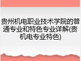贵州机电职业技术学院的普通专业和特色专业详解(贵机电专业特色)