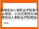 湖南劳动人事职业学院是什么级别，公办还是民办(湖南劳动人事职业学院属性)