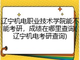 辽宁机电职业技术学院能不能考研，成绩在哪里查询(辽宁机电考研查询)