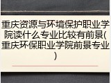 重庆资源与环境保护职业学院读什么专业比较有前景(重庆环保职业学院前景专业)