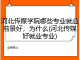河北传媒学院哪些专业就业前景好，为什么(河北传媒好就业专业)