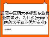 云南中医药大学哪些专业就业前景好，为什么(云南中医药大学就业优势专业)
