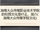 湖南大众传媒职业技术学院的校园文化是什么，简介(湖南大众传媒学院文化)