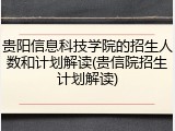 贵阳信息科技学院的招生人数和计划解读(贵信院招生计划解读)