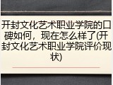 开封文化艺术职业学院的口碑如何，现在怎么样了(开封文化艺术职业学院评价现状)