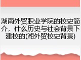 湖南外贸职业学院的校史简介，什么历史与社会背景下建校的(湘外贸校史背景)