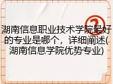 湖南信息职业技术学院最好的专业是哪个，详细阐述(湖南信息学院优势专业)
