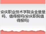 安庆职业技术学院含金量量吗，值得报吗(安庆职院值得报吗)