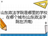 山东政法学院是哪里的学校，在哪个城市(山东政法学院在济南)