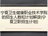 宁夏卫生健康职业技术学院的招生人数和计划解读(宁夏卫职招生计划)