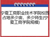 宁夏工商职业技术学院校园占地多少亩，多少师生(宁夏工商学院规模)