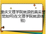 重庆文理学院就读的真实感觉如何(在文理学院就读体验)