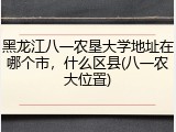 黑龙江八一农垦大学地址在哪个市，什么区县(八一农大位置)