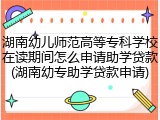 湖南幼儿师范高等专科学校在读期间怎么申请助学贷款(湖南幼专助学贷款申请)