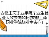 安徽工商职业学院毕业生就业大致去向如何(安徽工商职业学院毕业生去向)