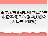 重庆城市管理职业学院的专业设置概况介绍(重庆城管职院专业概览)