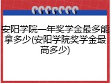 安阳学院一年奖学金最多能拿多少(安阳学院奖学金最高多少)