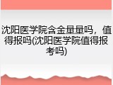 沈阳医学院含金量量吗，值得报吗(沈阳医学院值得报考吗)