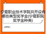 宁夏职业技术学院共开设有哪些类型奖学金(宁夏职院奖学金种类)