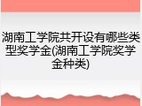 湖南工学院共开设有哪些类型奖学金(湖南工学院奖学金种类)