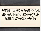 沈阳城市建设学院哪个专业毕业就业前景比较好(沈阳城建学院好就业专业)