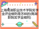 上海南湖职业技术学院奖学金评定细则是怎样的(南湖职院奖学金细则)