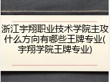 浙江宇翔职业技术学院主攻什么方向有哪些王牌专业(宇翔学院王牌专业)